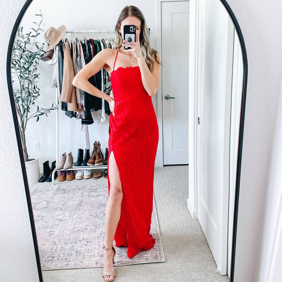 MAJORELLE Revolve Red Lace Dress - Picture 4 of 14